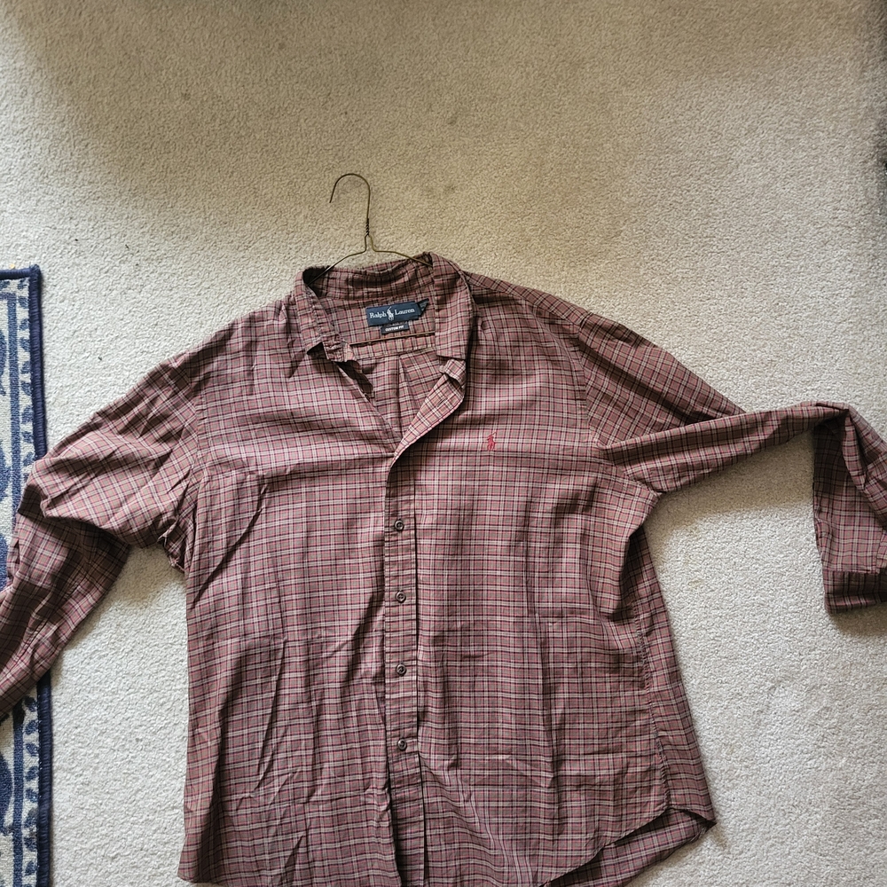 Ralph Lauren Men's Casual Brown Checkered Shirt